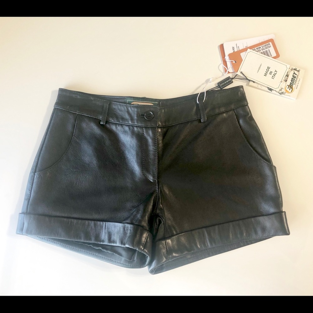 Leather Shorts in Black (Size 42) NWT